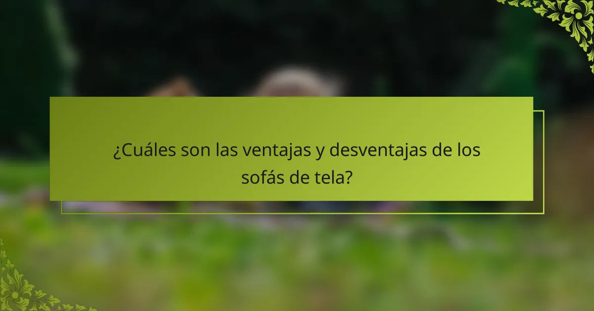 ¿Cuáles son las ventajas y desventajas de los sofás de tela?