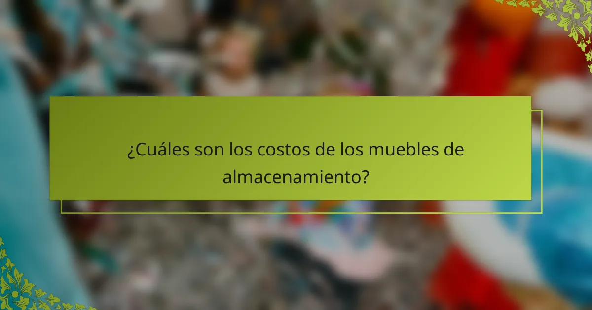 ¿Cuáles son los costos de los muebles de almacenamiento?